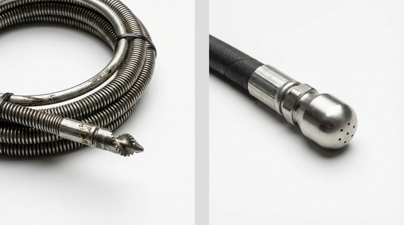 Drain snake cable and hydro jetting nozzle used for drain cleaning in Rising Sun, MD